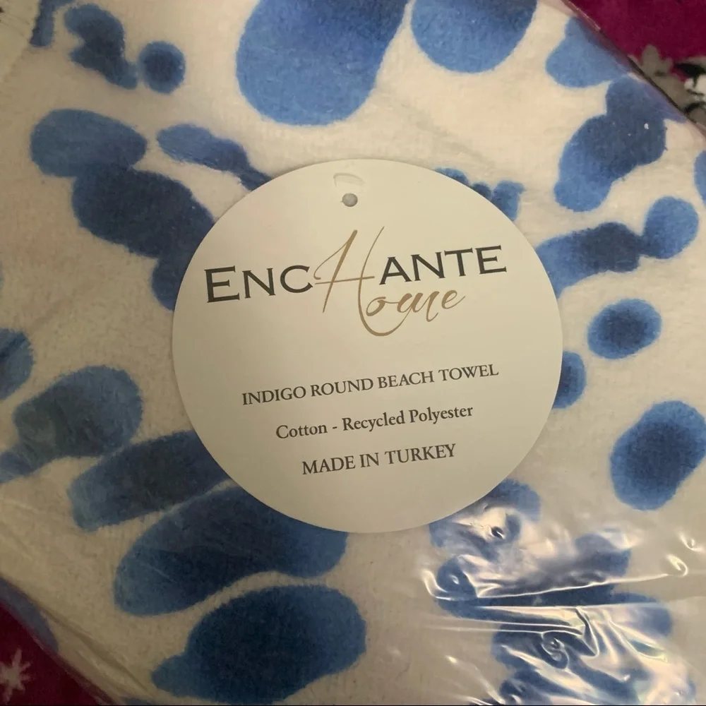 New Enchante Home Indigo Blue Tie-Dye Round Turkish Beach Towel